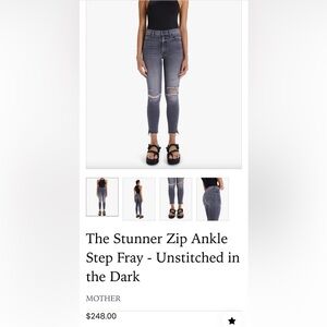 Mother Zip Stunner Ankle Step Fray in Unstitched in the Dark Skinny Jeans 28